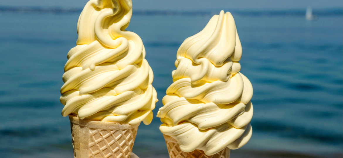 Ice cream cones on the beach