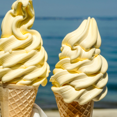 Ice cream cones on the beach