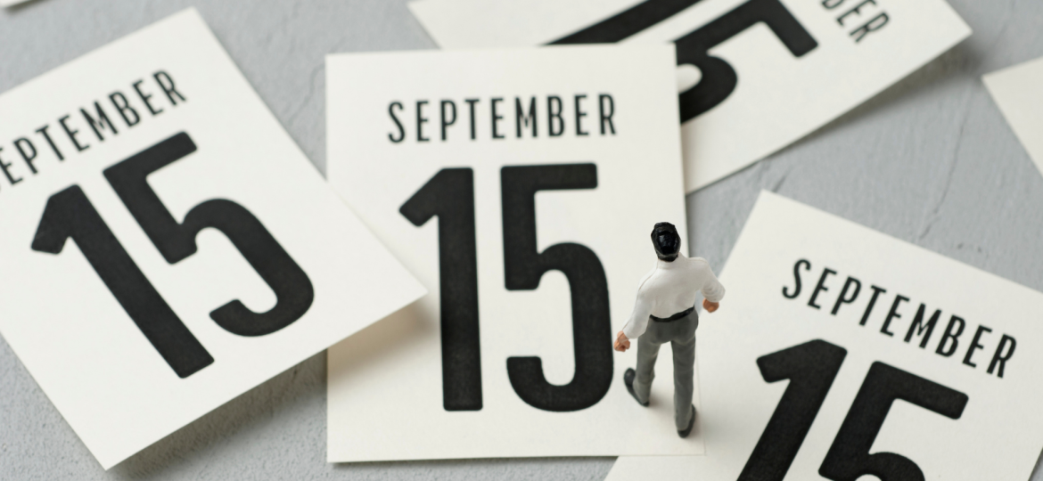 A person standing on the date September 15