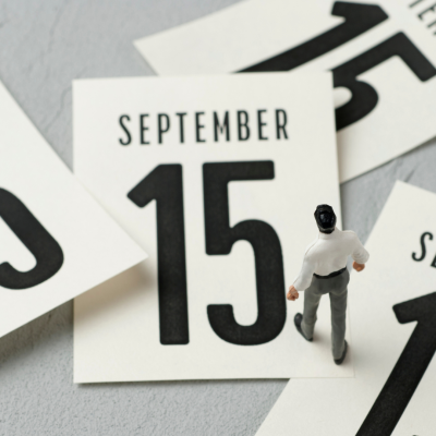 A person standing on the date September 15